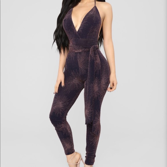 Fashion Nova Pants - Outburst Metallic Jumpsuit